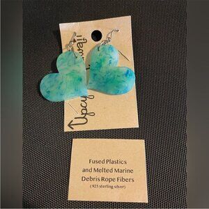 BRAND NEW Hand Made Silver Eco-Friendly Hawaiian Islands Marine Debris Earrings